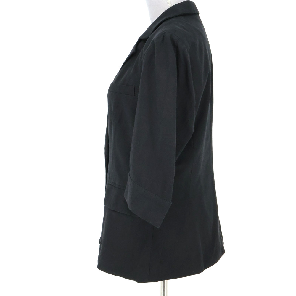 Mina Self Jacket Womens Large Black Linen Blend Lined Blazer 3/4 Sleeve Career - Picture 14 of 16